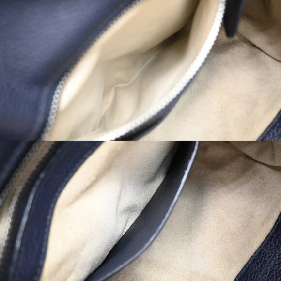 PRADA Logo Backpack Bag Vitello Daino Leather Navy Blue Silver Italy 667RF606 - Picture 11 of 15